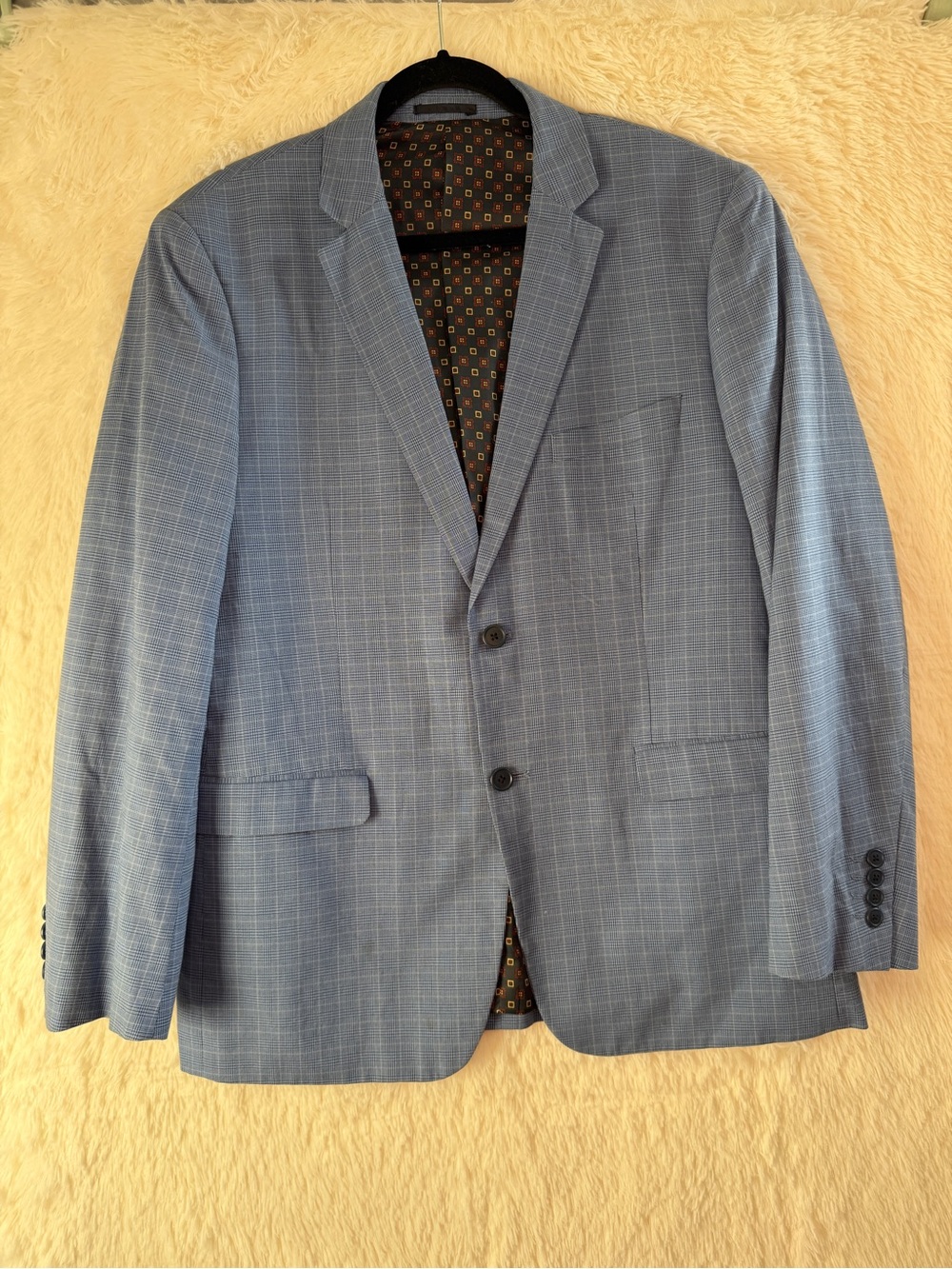 US Polo Assn. Mens Plaid Blazer Sports Coat 44 Blue Prom Wedding Occasion READ